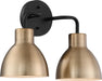 Vanity Nuvo 60-6792 Sloan - 2 Light - Vanity - Matte Black and Burnished Brass Finish Nuvo