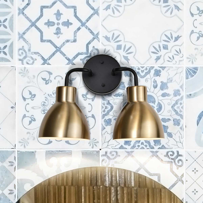 Vanity Nuvo 60-6792 Sloan - 2 Light - Vanity - Matte Black and Burnished Brass Finish Nuvo
