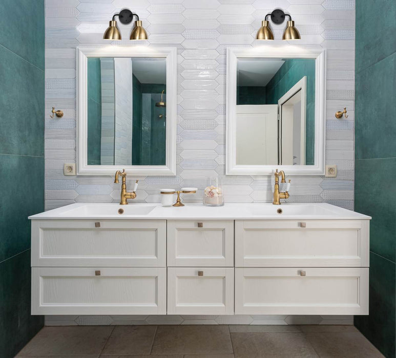 Vanity Nuvo 60-6792 Sloan - 2 Light - Vanity - Matte Black and Burnished Brass Finish Nuvo