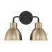 Vanity Nuvo 60-6792 Sloan - 2 Light - Vanity - Matte Black and Burnished Brass Finish Nuvo