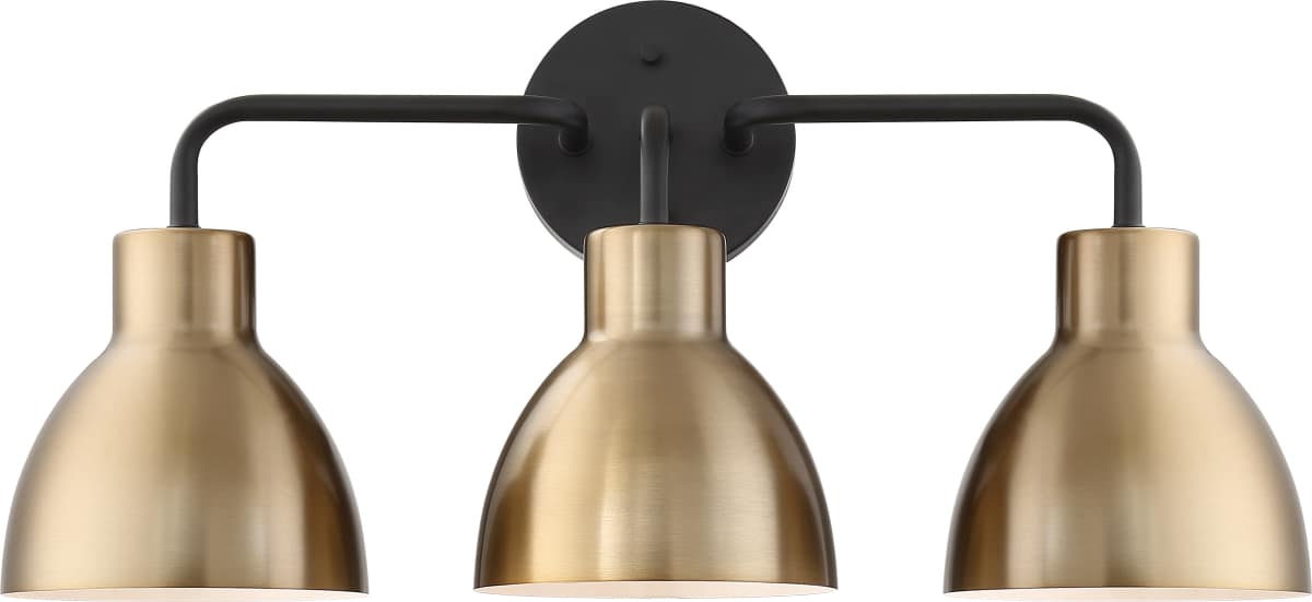 Vanity Nuvo 60-6793 Sloan - 3 Light - Vanity - Matte Black and Burnished Brass Finish Nuvo