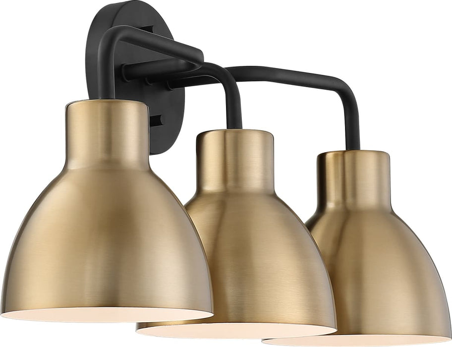 Vanity Nuvo 60-6793 Sloan - 3 Light - Vanity - Matte Black and Burnished Brass Finish Nuvo