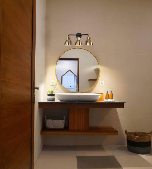 Vanity Nuvo 60-6793 Sloan - 3 Light - Vanity - Matte Black and Burnished Brass Finish Nuvo