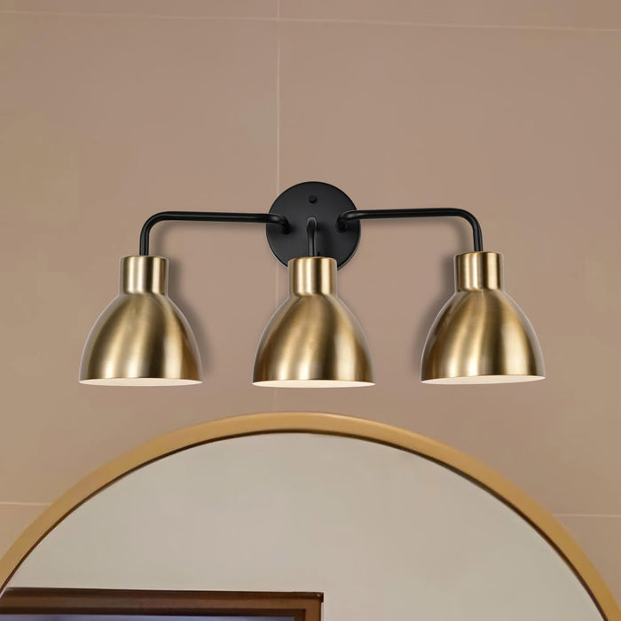 Vanity Nuvo 60-6793 Sloan - 3 Light - Vanity - Matte Black and Burnished Brass Finish Nuvo