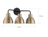 Vanity Nuvo 60-6793 Sloan - 3 Light - Vanity - Matte Black and Burnished Brass Finish Nuvo