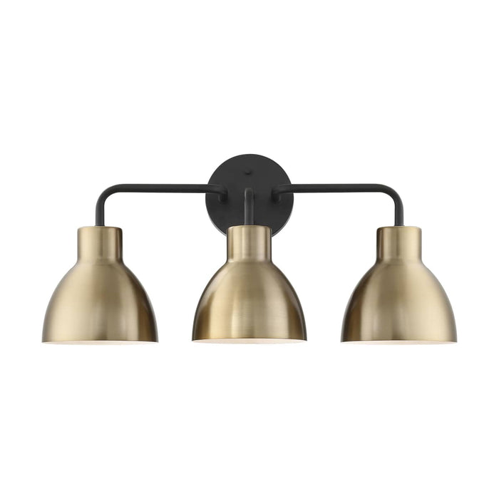 Vanity Nuvo 60-6793 Sloan - 3 Light - Vanity - Matte Black and Burnished Brass Finish Nuvo