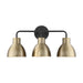 Vanity Nuvo 60-6793 Sloan - 3 Light - Vanity - Matte Black and Burnished Brass Finish Nuvo