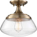 Semi Flush Nuvo 60-6797 Kew - 1 Light - Semi-Flush Fixture - Burnished Brass Finish with Clear Glass Nuvo