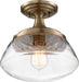 Semi Flush Nuvo 60-6797 Kew - 1 Light - Semi-Flush Fixture - Burnished Brass Finish with Clear Glass Nuvo