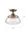 Semi Flush Nuvo 60-6797 Kew - 1 Light - Semi-Flush Fixture - Burnished Brass Finish with Clear Glass Nuvo
