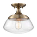 Semi Flush Nuvo 60-6797 Kew - 1 Light - Semi-Flush Fixture - Burnished Brass Finish with Clear Glass Nuvo