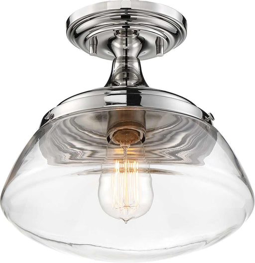 Semi Flush Nuvo 60-6798 Kew - 1 Light - Semi-Flush Fixture - Polished Nickel Finish with Clear Glass Nuvo