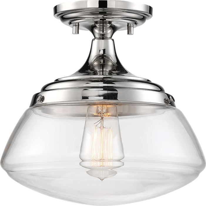 Semi Flush Nuvo 60-6798 Kew - 1 Light - Semi-Flush Fixture - Polished Nickel Finish with Clear Glass Nuvo