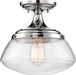 Semi Flush Nuvo 60-6798 Kew - 1 Light - Semi-Flush Fixture - Polished Nickel Finish with Clear Glass Nuvo