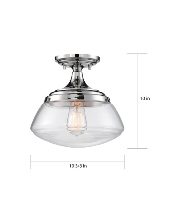 Semi Flush Nuvo 60-6798 Kew - 1 Light - Semi-Flush Fixture - Polished Nickel Finish with Clear Glass Nuvo