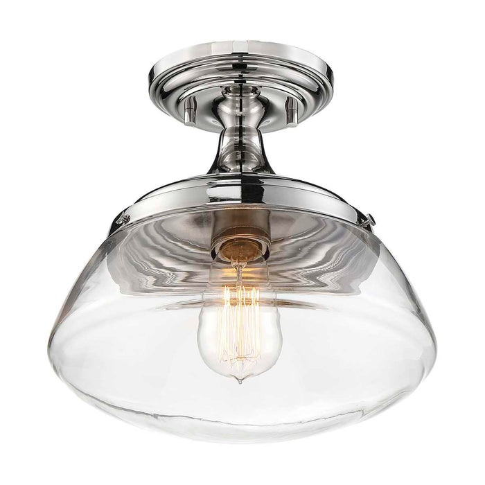Semi Flush Nuvo 60-6798 Kew - 1 Light - Semi-Flush Fixture - Polished Nickel Finish with Clear Glass Nuvo