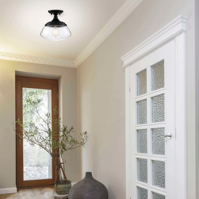 Semi Flush Nuvo 60-6799 Kew - 1 Light - Semi-Flush Fixture - Aged Bronze Finish with Clear Glass Nuvo