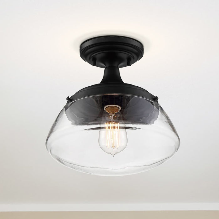 Semi Flush Nuvo 60-6799 Kew - 1 Light - Semi-Flush Fixture - Aged Bronze Finish with Clear Glass Nuvo