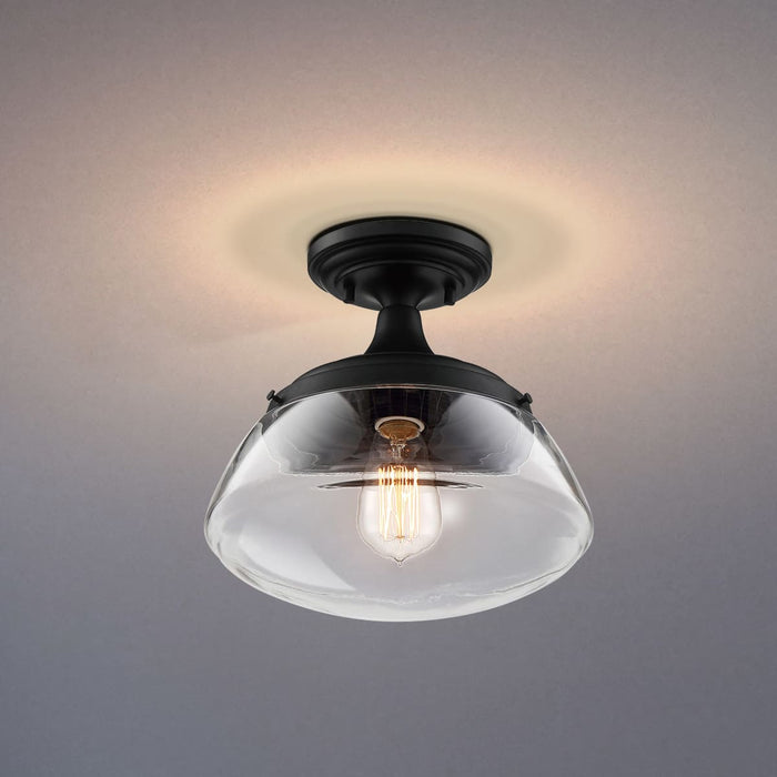 Semi Flush Nuvo 60-6799 Kew - 1 Light - Semi-Flush Fixture - Aged Bronze Finish with Clear Glass Nuvo