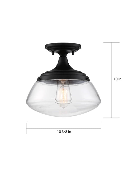 Semi Flush Nuvo 60-6799 Kew - 1 Light - Semi-Flush Fixture - Aged Bronze Finish with Clear Glass Nuvo