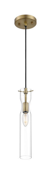 Mini Pendant Nuvo 60-6856 Spyglass - 1 Light - Mini Pendant Fixture - Vintage Brass Finish with Clear Glass Nuvo