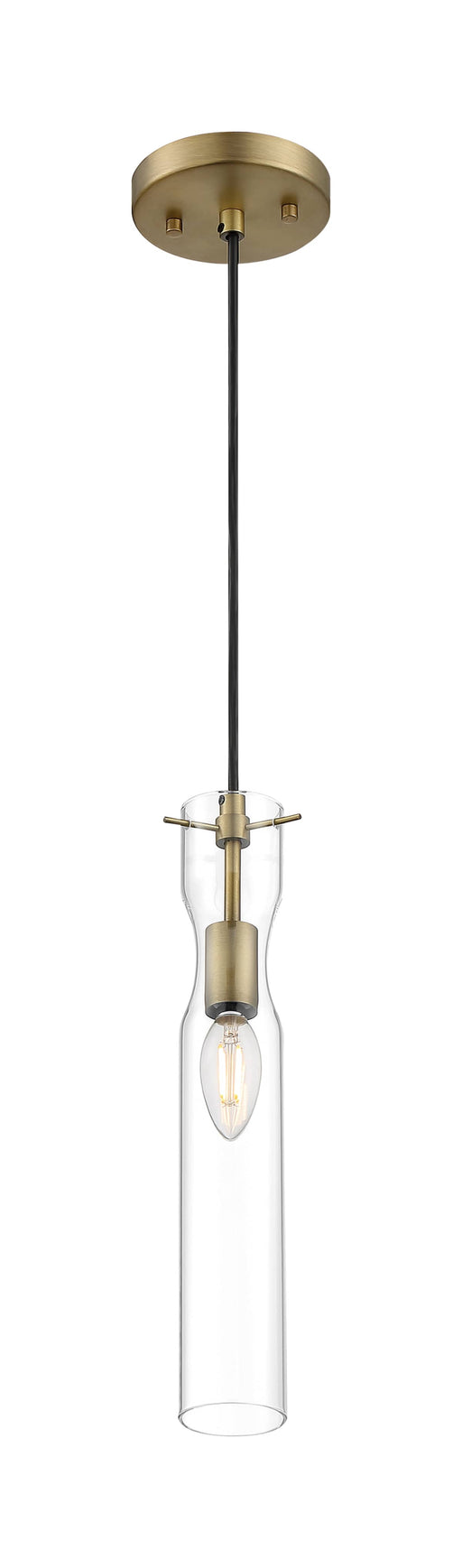 Mini Pendant Nuvo 60-6856 Spyglass - 1 Light - Mini Pendant Fixture - Vintage Brass Finish with Clear Glass Nuvo