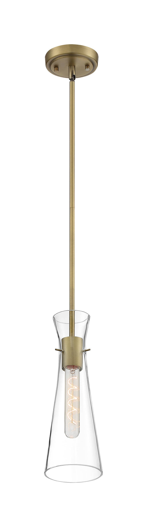 Mini Pendant Nuvo 60-6858 Bahari - 1 Light - Mini Pendant Fixture - Vintage Brass Finish with Clear Glass Nuvo