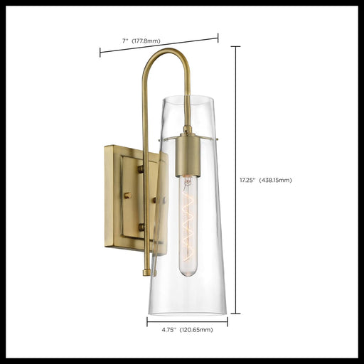 Sconce Nuvo 60-6859 Alondra - 1 Light - Wall Sconce Fixture - Vintage Brass Finish with Clear Glass Nuvo