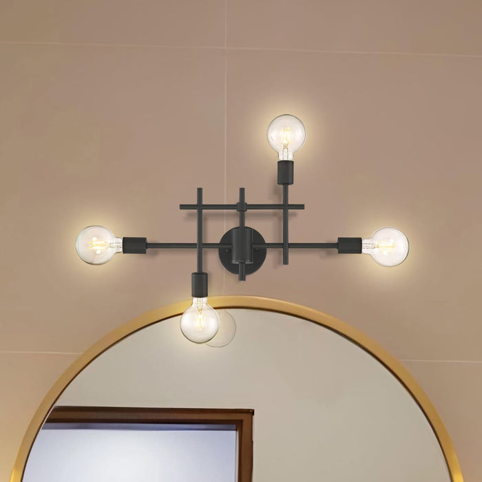 Vanity Nuvo 60-6861 Delphi - 4 Light - Vanity - Black Finish Nuvo