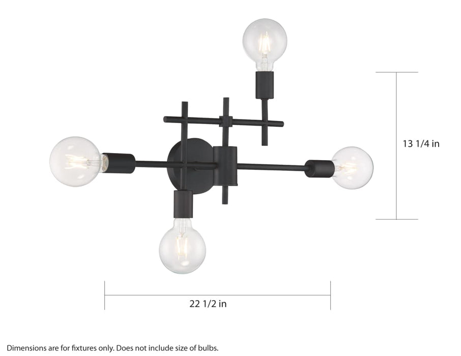 Vanity Nuvo 60-6861 Delphi - 4 Light - Vanity - Black Finish Nuvo