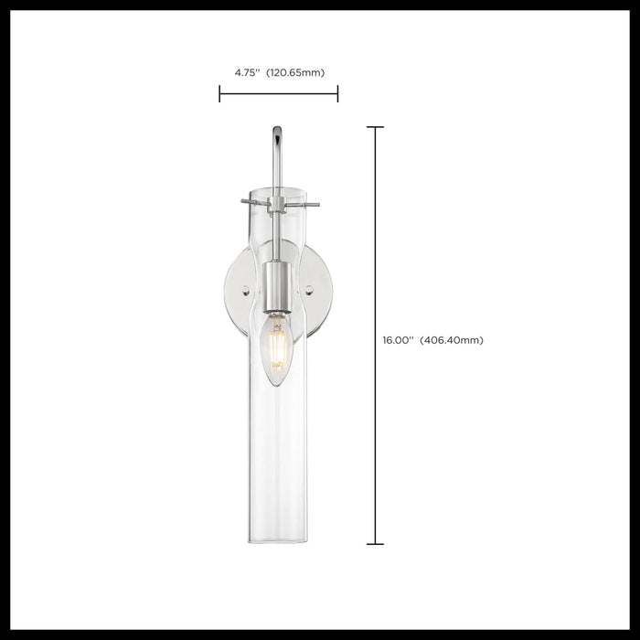 Sconce Nuvo 60-6865 Spyglass - 1 Light - Wall Sconce Fixture - Polished Nickel Finish with Clear Glass Nuvo