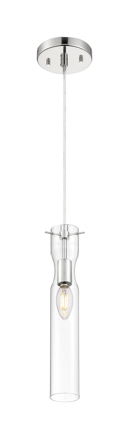 Mini Pendant Nuvo 60-6866 Spyglass - 1 Light - Mini Pendant Fixture - Polished Nickel Finish with Clear Glass Nuvo