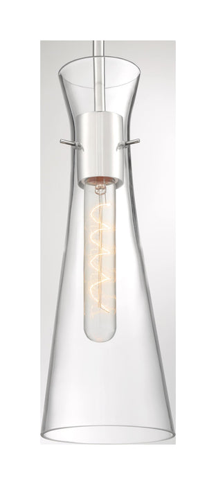 Mini Pendant Nuvo 60-6868 Bahari - 1 Light - Mini Pendant Fixture - Polished Nickel Finish with Clear Glass Nuvo