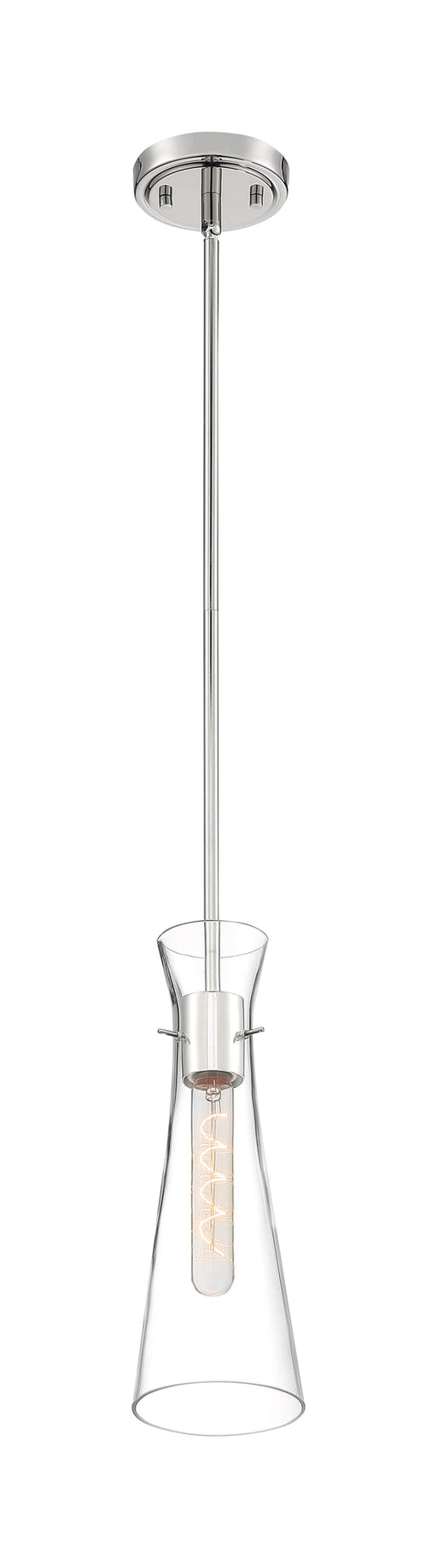 Mini Pendant Nuvo 60-6868 Bahari - 1 Light - Mini Pendant Fixture - Polished Nickel Finish with Clear Glass Nuvo