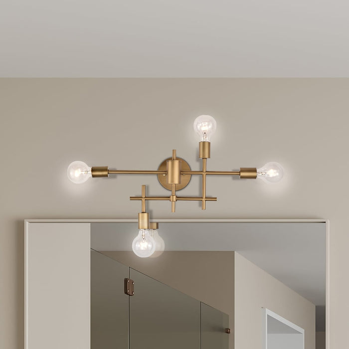 Vanity Nuvo 60-6871 Delphi - 4 Light - Vanity - Aged Gold Finish Nuvo