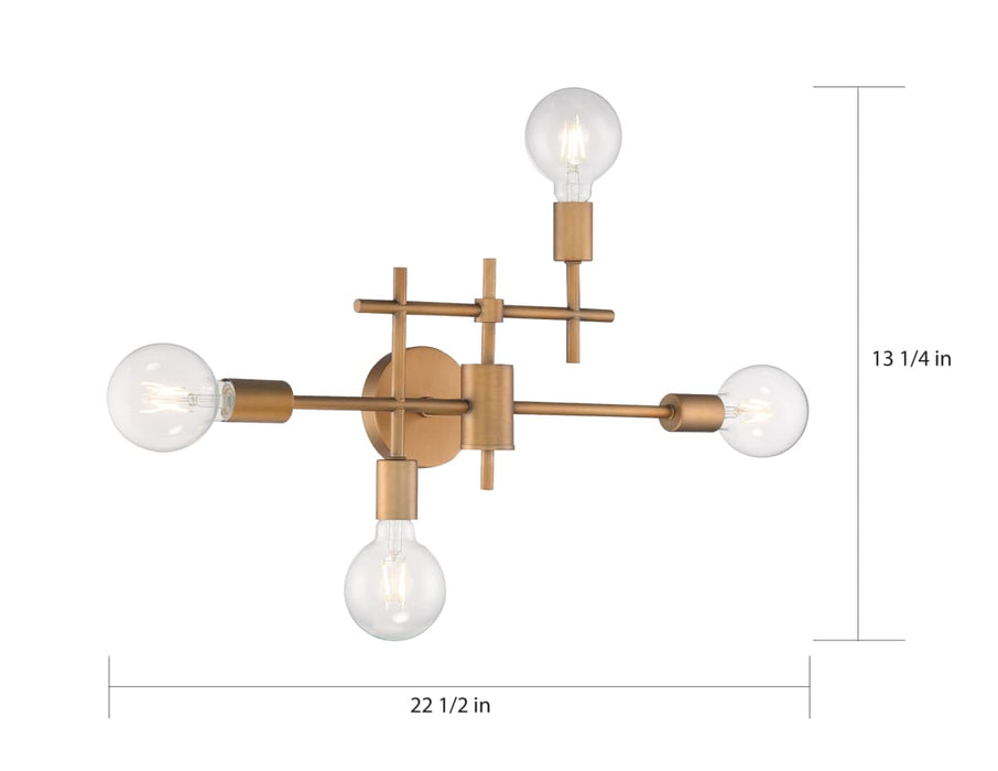Vanity Nuvo 60-6871 Delphi - 4 Light - Vanity - Aged Gold Finish Nuvo
