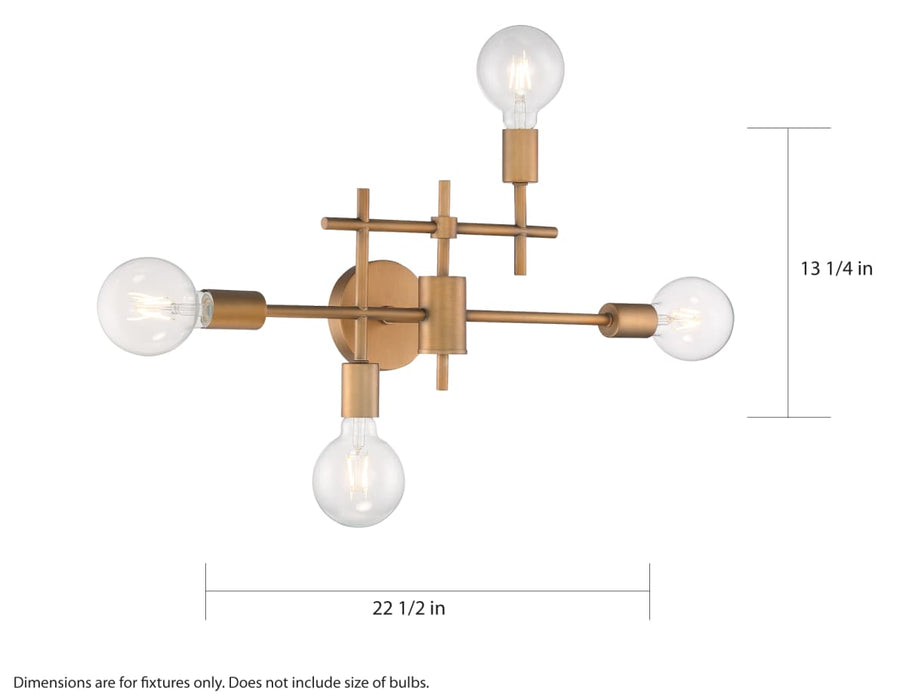 Vanity Nuvo 60-6871 Delphi - 4 Light - Vanity - Aged Gold Finish Nuvo