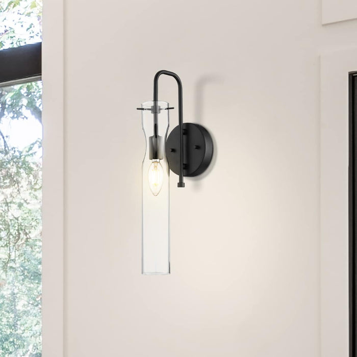 Sconce Nuvo 60-6875 Spyglass - 1 Light - Wall Sconce Fixture - Black Finish with Clear Glass Nuvo