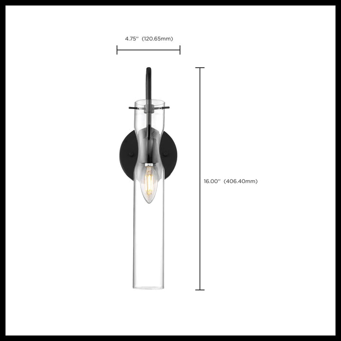 Sconce Nuvo 60-6875 Spyglass - 1 Light - Wall Sconce Fixture - Black Finish with Clear Glass Nuvo