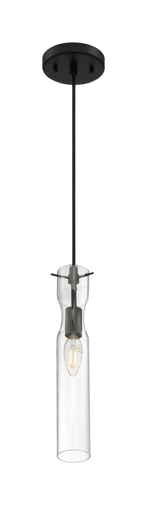 Mini Pendant Nuvo 60-6876 Spyglass - 1 Light - Mini Pendant Fixture - Black Finish with Clear Glass Nuvo