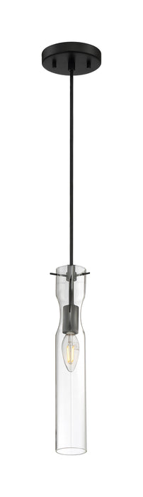 Mini Pendant Nuvo 60-6876 Spyglass - 1 Light - Mini Pendant Fixture - Black Finish with Clear Glass Nuvo