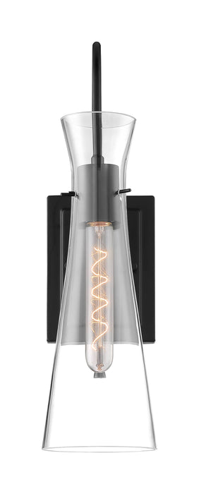 Sconce Nuvo 60-6877 Bahari - 1 Light - Wall Sconce Fixture - Black Finish with Clear Glass Nuvo