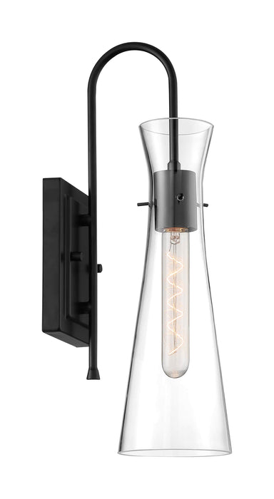 Sconce Nuvo 60-6877 Bahari - 1 Light - Wall Sconce Fixture - Black Finish with Clear Glass Nuvo