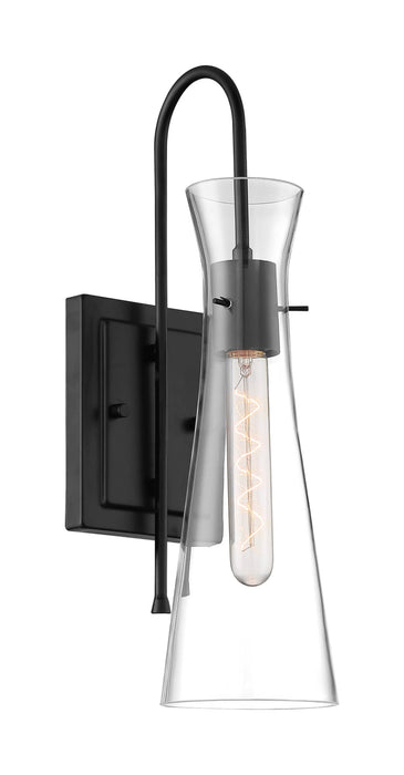 Sconce Nuvo 60-6877 Bahari - 1 Light - Wall Sconce Fixture - Black Finish with Clear Glass Nuvo