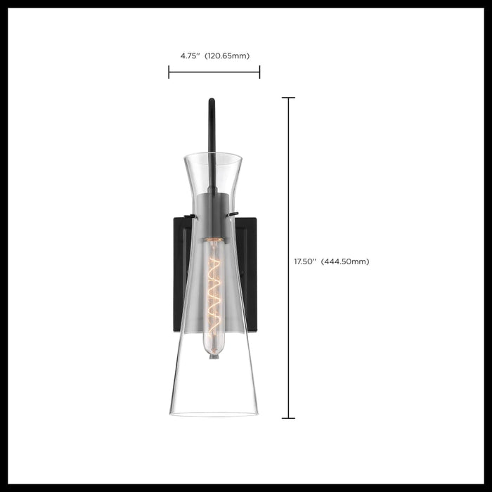 Sconce Nuvo 60-6877 Bahari - 1 Light - Wall Sconce Fixture - Black Finish with Clear Glass Nuvo