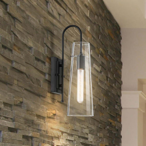 Sconce Nuvo 60-6879 Alondra - 1 Light - Wall Sconce Fixture - Black Finish with Clear Glass Nuvo