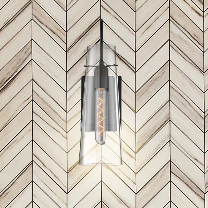 Sconce Nuvo 60-6879 Alondra - 1 Light - Wall Sconce Fixture - Black Finish with Clear Glass Nuvo