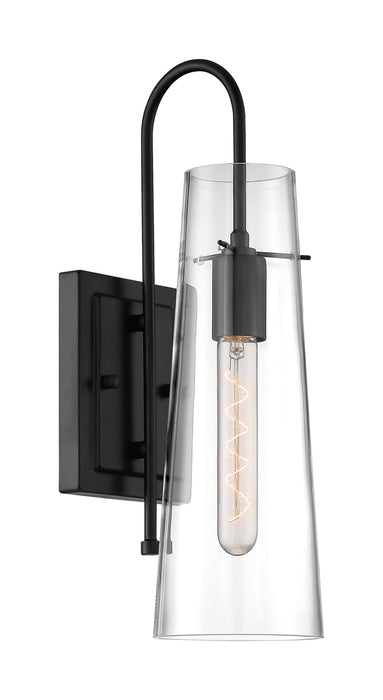 Sconce Nuvo 60-6879 Alondra - 1 Light - Wall Sconce Fixture - Black Finish with Clear Glass Nuvo