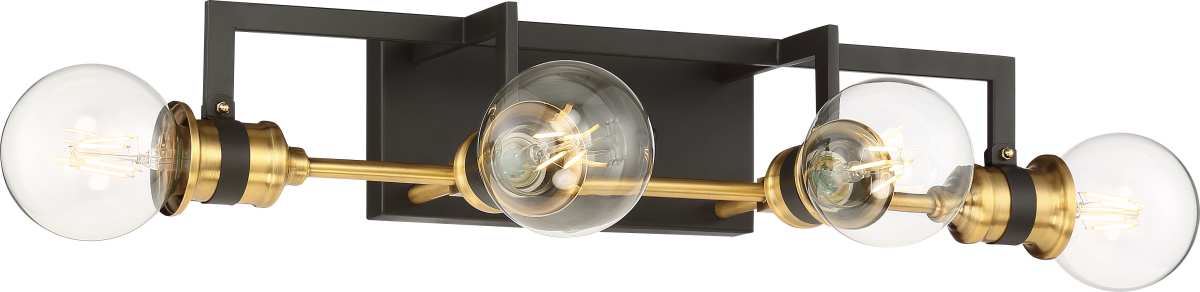 Vanity Nuvo 60-6974 Intention - 4 Light - Vanity - Warm Brass and Black Finish Nuvo