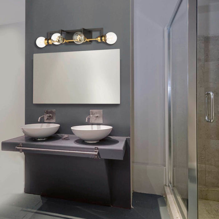 Vanity Nuvo 60-6974 Intention - 4 Light - Vanity - Warm Brass and Black Finish Nuvo